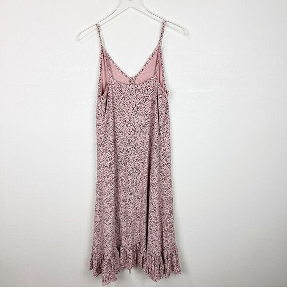 Rails Pink Midi Ruffle Dotted Spaghetti Dress Large Flirty Girlie - Picture 6 of 9